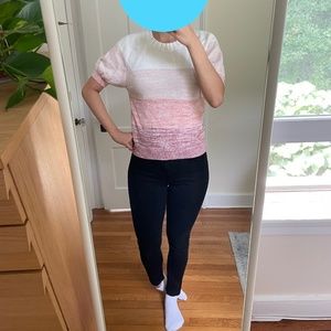 Short sleeve color block sweatshirt